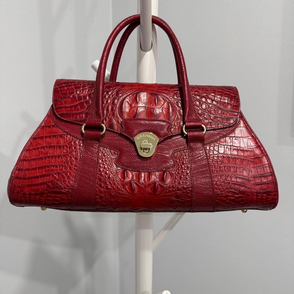 Beautiful Brahmin Red Croc Embossed Leather Handbag